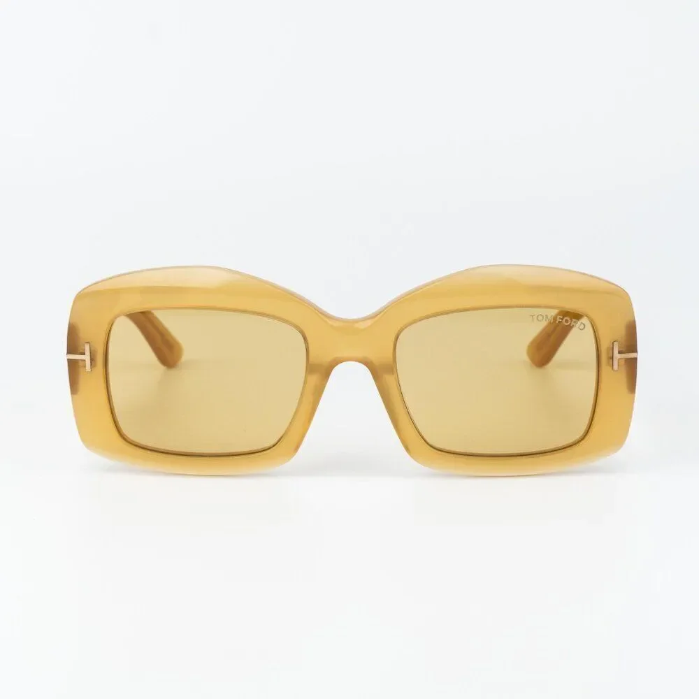 Tom Ford VENETIA Men Sunglasses Yellow Brown Rectangle FT1218 39E NEW AUTHENTIC